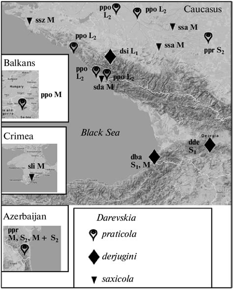 A map of Western Caucasus with indication of the localization of the ...