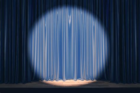 Premium Photo | Blue stage with empty curtains