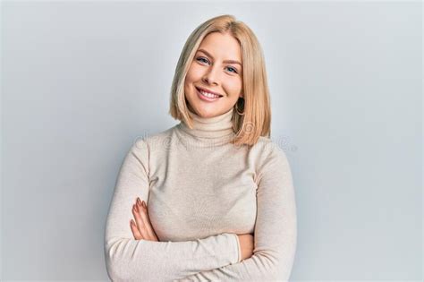 Young Blonde Woman Wearing Casual Clothes Happy Face Smiling With