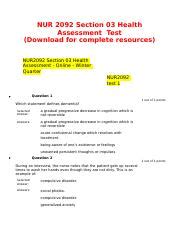 NUR 2092 Section 03 Health Assessment Test 1 2020 Docx NUR 2092