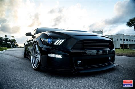 All Black Roush Mustang GT With Air Suspension on Vossen x Work Custom ...