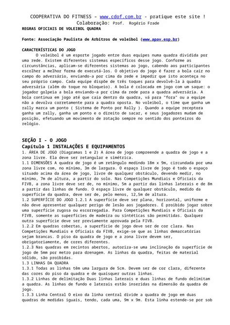 Doc Regras Oficiais De Voleibol Quadra Pdfslide Net