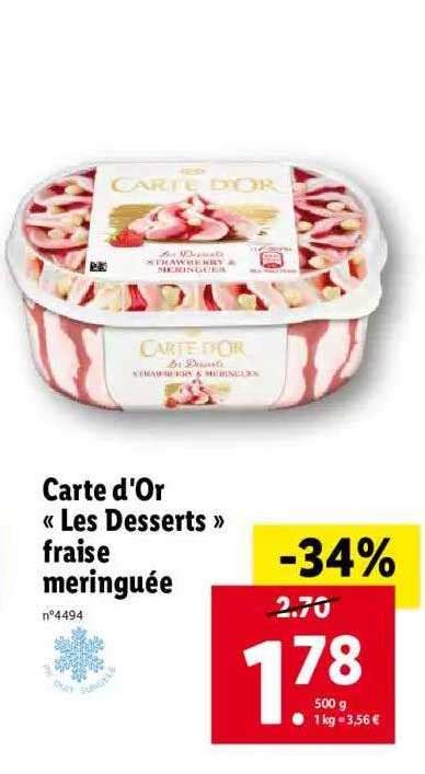 Promo Carte D Or Les Desserts Fraise Meringu E Chez Lidl Icatalogue Fr