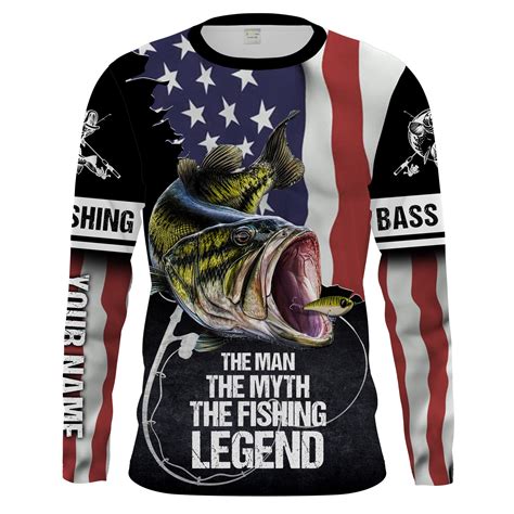 Largemouth Bass Fishing American Flag Customize Name The Man The Myth