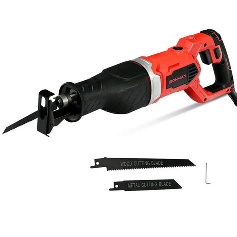 Electric Reciprocating Saw Handheld Wood And Metal Cutting Tool Kit W 3 Blades