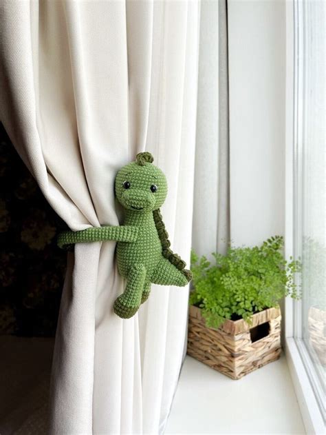 Dinosaur Curtain Tie Back Dinosaur Nursery Decor Neutral Dinosaur Tie