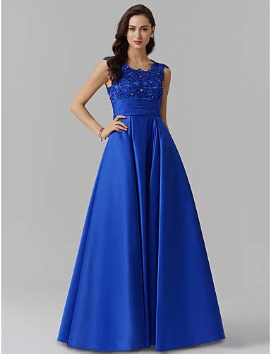 A Line Elegant Prom Formal Evening Dress Jewel Neck Sleeveless Floor