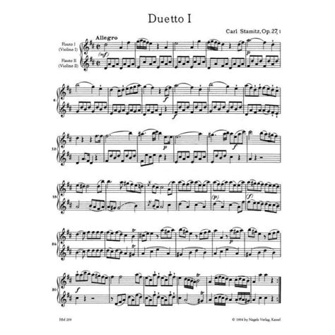 Stamitz Carl Six Duets Op 27 Book 1 Number 1 3 For Two Flutes