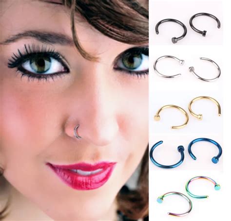 Pcs Medical Steel Nose Hoop Nose Rings Body Piercing Jewelry