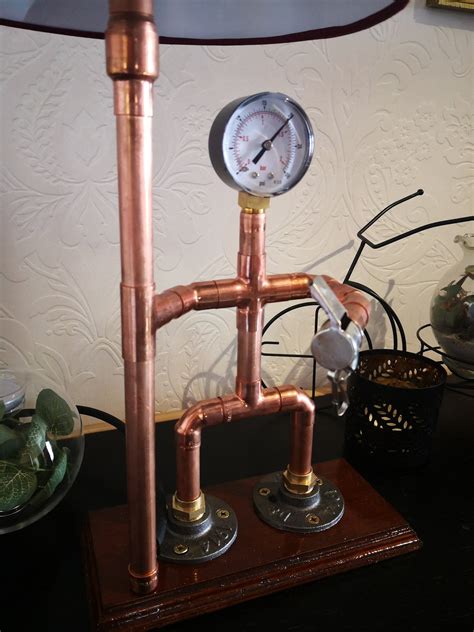 Copper Pipe Table Desk Lamp Man With Pressure Gauge Head Retro Etsy UK