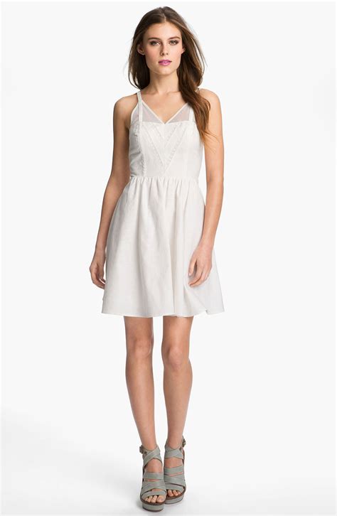 Jessica Simpson Vneck Fit Flare Dress In White End Of Color List White