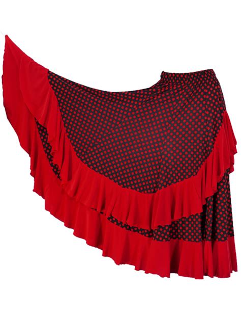 Flamenco Polka Dots Skirt With Frill Black Red Dot G R Flamenco