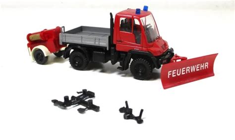 Automodell H Wiking Unimog U Mit Zubeh R Anh Nger Feuerwehr Eur