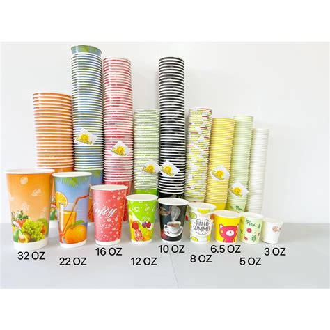 50pcs Hot Colddisposable Printed Paper Cups Without Lids Paper Cup