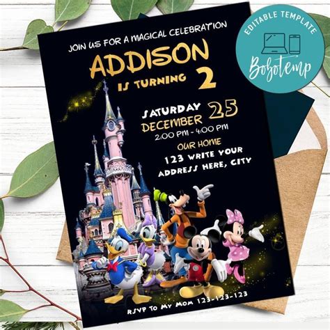 Disneyland Invitation Customizable Template Instant Download Bobotemp