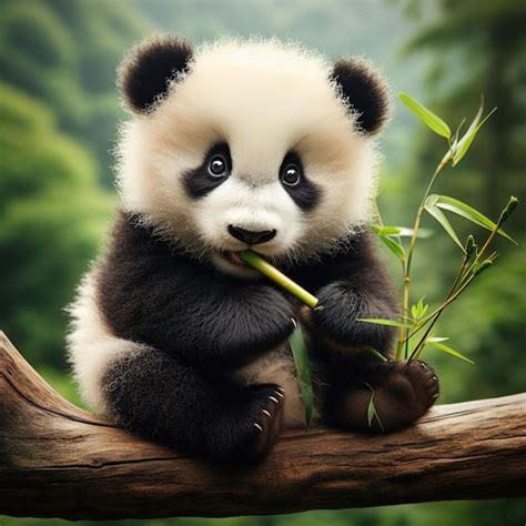 Premium Photo Cute Panda Eating Bamboo