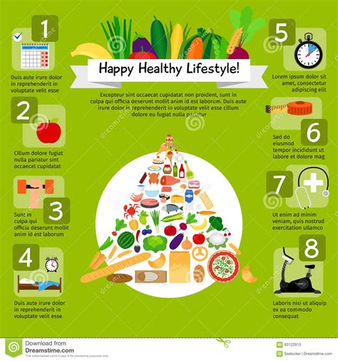 Forma De Vida Feliz Infographic Con La Comida Sana Ilustraci N Del