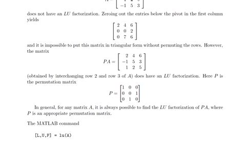 MAT 343 Laboratory 3 The LU Factorization In This Chegg