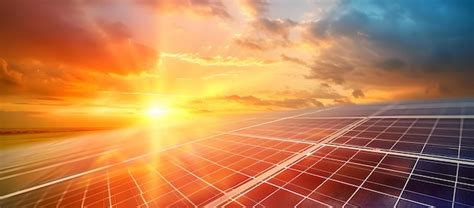 Premium Photo | Vibrant sunset over solar panels symbolizing renewable ...
