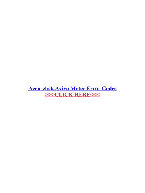 Fillable Online Accu Chek Aviva Meter Error Codes Fax Email Print