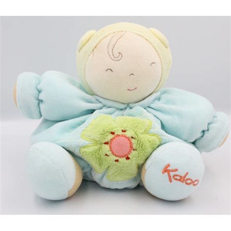 Doudou Ours Boule Patapouf Bleu Jaune Rouge Col Vert Kaloo