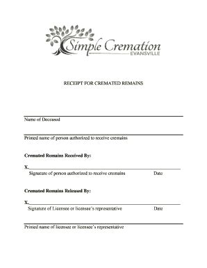 Fillable Online Cremation Authorization Simple Cremation Evansville