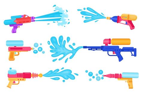 Toy guns spraying water for summer games and songkran festiv