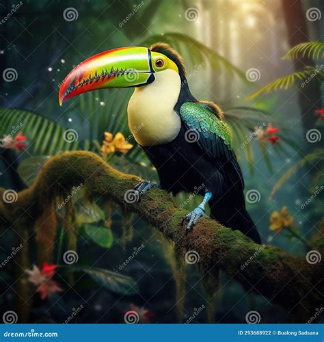 Ai Generated Illustration Wildlife Concept Of Keel Billed Toucan Stock