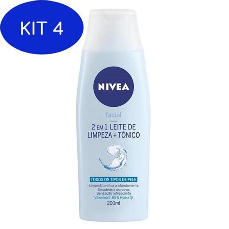 Kit 4 Leite De Limpeza E Tônico 2 Em 1 Nivea 200ml Limpeza Corporal