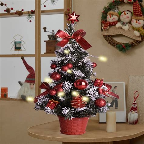 Infidev Premium Snow Flocked Hinged Mini Christmas Tree 40cm Gold