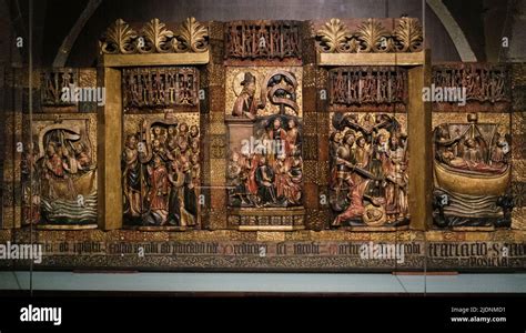 Spain Santiago De Compostela Galicia Altarpiece Showing Scenes From