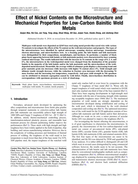 Pdf Effect Of Nickel Contents On The Microstructure And Mechanical