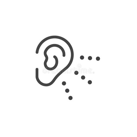 Thin Outline Icon Human Ear Hear Such Line Sign As Hearing Human