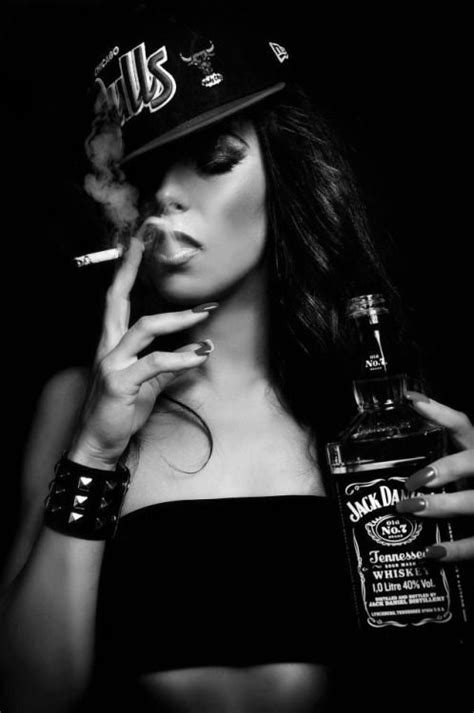 Women Smoking Girl Smoking Thug Life Whiskey Girls Bushido Jack Daniels Bottle Promotion