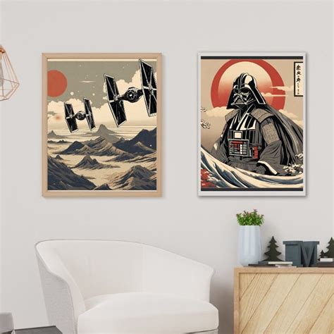 Digital Print Set Of Darth Vader Tie Fighters In Star Wars In Ukiyo E