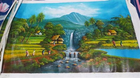 Lukisan Pemandangan Alam Asli Karya Tangan Bukan Print Atau Cetakan