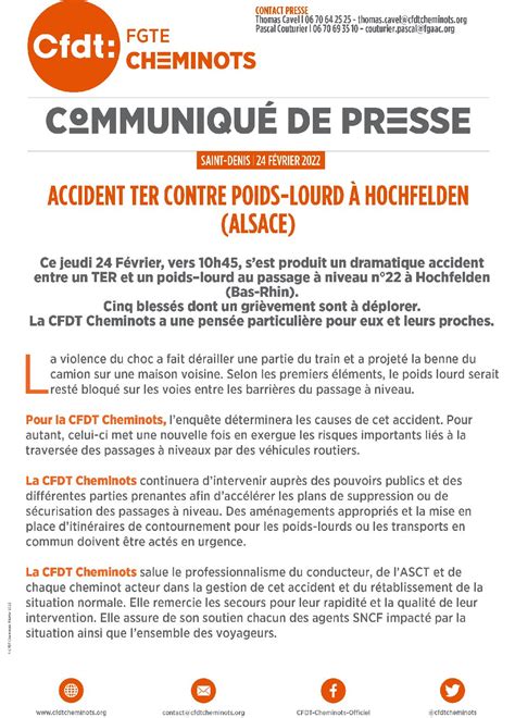 Communiqués De Presse Cfdt Cheminots