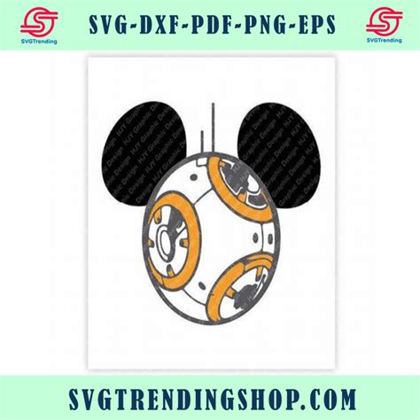 Disney Star Wars Bb8 Mickey Minnie Mouse Ears Head Icon Digital Download Tshirt Cut