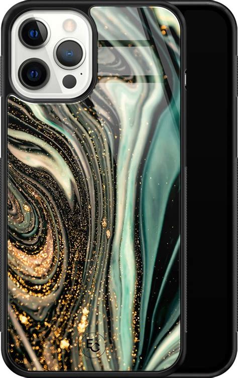 Iphone Pro Max Hoesje Glas Marble Khaki Groen Tpu Marmer