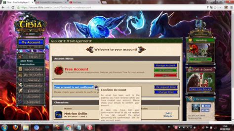 Como Fazer Uma Conta No Tibia E Confirmar A Sua Conta Youtube