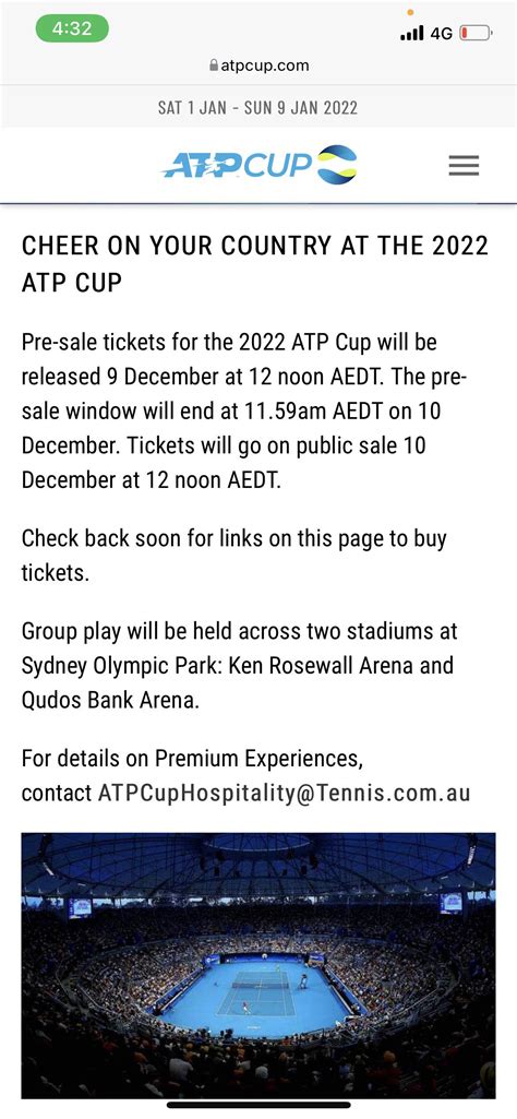 ATP cup ticket info : r/tennis