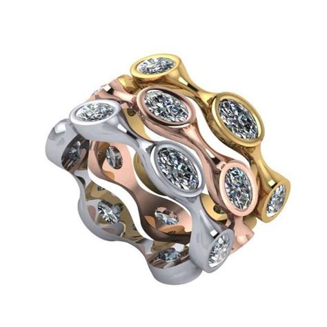 Bezel-Set Oval Diamond Eternity Stackable Band, Stacking Rings ...