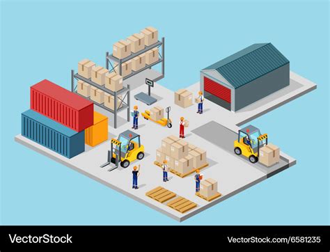 Icon D Isometric Process Of The Warehouse Vector Image