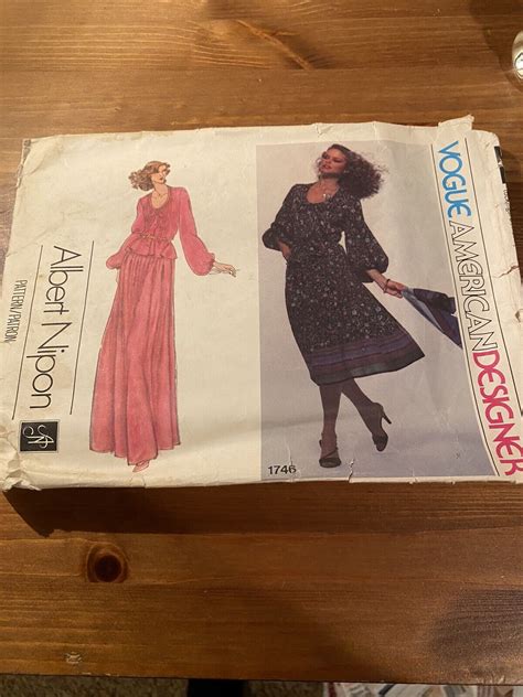 Vintage Vogue American Designer Sewing Pattern Albert Nippon Size Ebay