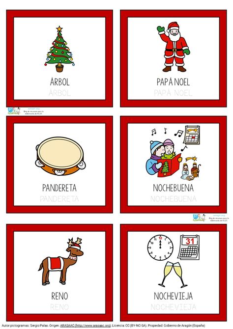 Baraja De Vocabulario Navidad Con Pictogramas Aula Pt