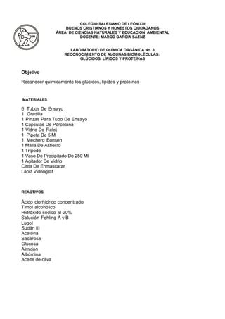 Reconocimiento De Algunas Biomol Culas Efectivo Pdf