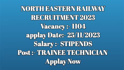 North Eastern Railway Apprentice Recruitment 2023 उततर परव रलवस