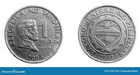 Philippines One Piso Coin on White Isolated Background Stock Image - Image of shine, change ...