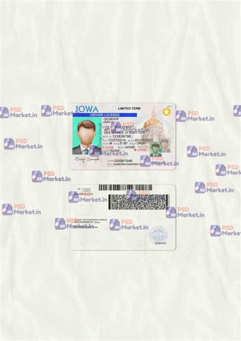 Iowa Drivers License Template Scan Fully Editable Psd World Of Psd