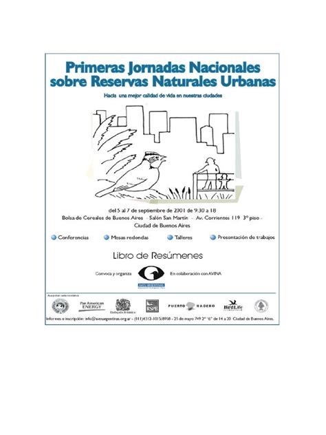 Primeras Jornadas Nacionales Sobre Reservas Urbanas Hacia Una Mejor